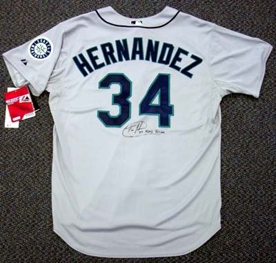 Felix Hernandez King Felix Autographed/Hand Signed Authentic Cool Base Mariners Away Jersey PSA/DNA