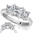 Three Stone Princess Cut Diamond Ring 2.00ctw (HI/SI) in 14K White Gold