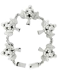8 inch Sterling Silver Grape Cluster Bracelet, 1 1/4 inch wide