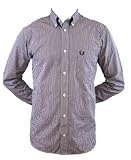 Fred Perry Men's Woven Gingham Mahogany Button Up Shirt (M4387)