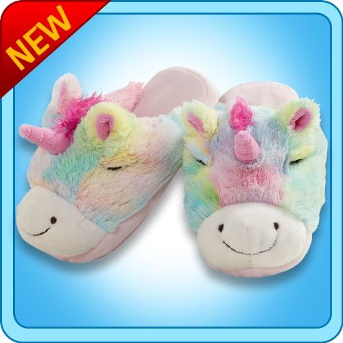 Pillow Pets Authentic Rainbow Unicorn Slippers Large Toy Gift - check size chart