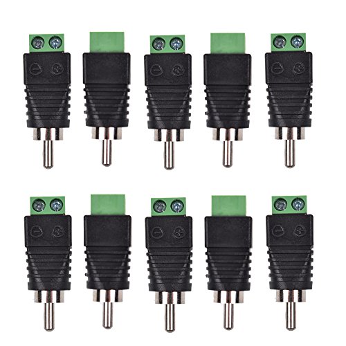 Bluecell 10pcs Phono RCA Male Plug to AV Screw Terminal Plug Connector