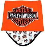 Harley Davidson Orange Fleece Baby Receiving Blanket