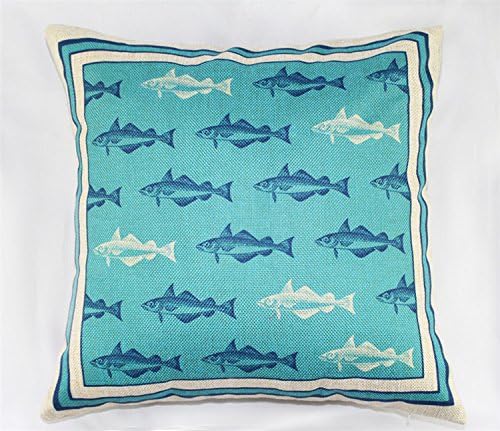 Decor Coastal Oceanic Print Design Cotton Linen Throw Pillow Case Pillow Cover Decorative Cushion Cover Square 18x18 Inch 45x45cm -SXHJ253