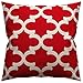 JinStyles® Cotton Canvas Quatrefoil Accent Decorative Throw Pillow Cover (Christmas Red, White, Square, 1 Cushion Sham for 18 x 18 Inserts)