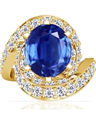 18K Yellow Gold Oval Cut Blue Sapphire Ring With Sidestones (GIA Certificate)