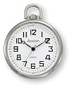 Avalon Silver-Tone Open Face Ultra Thin Railroad Pocket Watch with Chain, # 4022SL