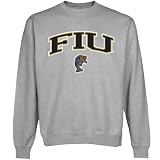 NCAA Florida International Golden Panthers Logo Arch Applique Crew Neck Fleece Sweatshirt - Ash