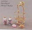 Reutter Porcelain Dollhouse Miniature Brass Shower Rack Set