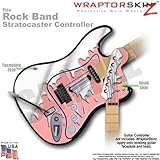 Chrome Drip on Pink WraptorSkinz Skin fits Rock Band Stratocaster Guitar fo ....