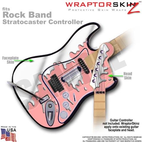 Chrome Drip on Pink WraptorSkinz Skin fits Rock Band Stratocaster Guitar for Nintendo Wii, XBOX 360, PS2 & PS3 (GUITAR NOT INCLUDED)