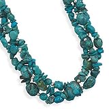 Sterling Silver 17 + 2 Inch Multistrand Turquoise Necklace