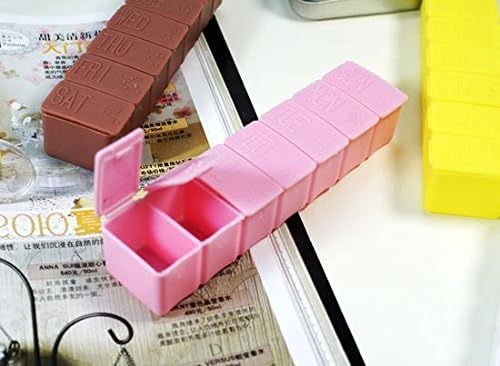 EasTree® 3 Pack Portable Weekly 7 Cells Pill Medicine Vitamin Travel Organizer Box Case Series With braille Markings for Purse(Pink)