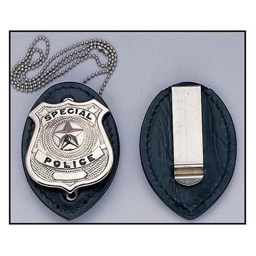 Clip on Leather Badge Holder with Chain
