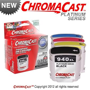 New Chromacast Platinum Series 940XL Ink Cartridge 4-Pack - Cyan, Magenta, Yellow & Black (Compatible for HP 940 & HP 940XL