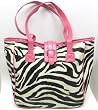 Zebra Print Tote Bag Purse Handbag Pink Trim Chrome Zebra Print Tote Bag Purse Handbag Pink Trim Chrome