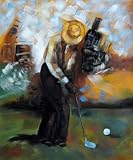 Old Golfer Oil Painting 24 x 20 inches