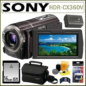 Sony HDR-CX360V 1080p High Definition 32GB Handycam Camcorder with Wide Angle G-Lens and 3-inch Touch-Screen + 16GB Accessory Kit
