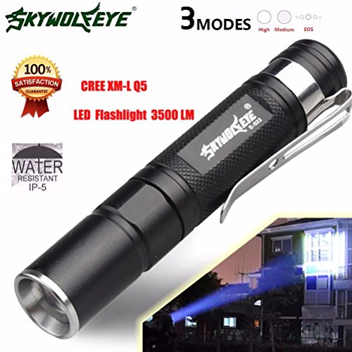 Flashlight,Baomabao Mini 3500LM Zoomable CREE Q5 LED Flashlight 3 Mode Torch Super Bright Light Lamp