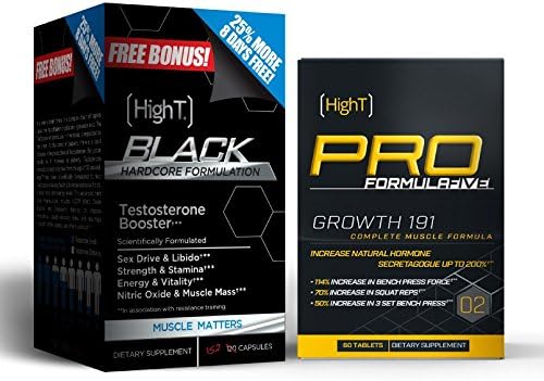 High T Black Pre Workout Muscle Stack - High T Black 152 &amp; Growth 191 Together