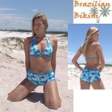 Blue Paradise floral sporty Brazilian Bathing Suit Bikini by Cabo Beachwear Swimwear Swimsuit