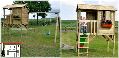 Imagen 3 de LoggyLand 9302 - casa de zancos con columpio doble