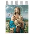 Church Banner - The Good Shepherd - Cotton Canvas with Archival Inks and UV Coating - Border Rings for Rod Hanging. Print Size 24"x36"