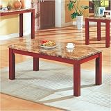 51sHNCIlCwL. SL160  Windward Furniture Camarillo Rectangular Coffee Table in Cherry/Marble 720178