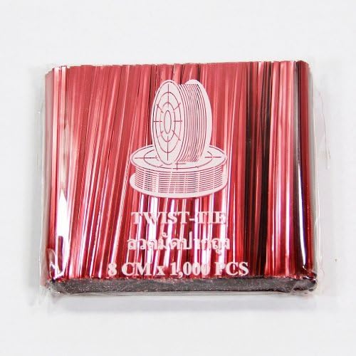 Weststone 1000pcs 3" Red Metallic Twist Ties for Pop Treat Party Favor Bags & More