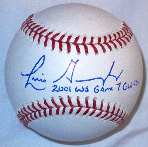 Luis Gonzalez Autographed Official Major League Baseball W/PROOF, Picture Of Luis Signing For Us, 2001 World Series Champion, Arizona Diamondbacks, Game Winning Hit