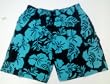 Regular and Big-Tall Mens Swim Trunks with Elastic Drawstring Waist and Board Short Style Front, 2 Inseam Slit Pockets and 2 Side Patch Pockets. Mesh Lined. Teal Floral Floral in Sizes S - 4XL