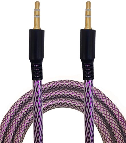 CablesFrLess brand 3.5mm Metallic Veins Style AUX (Auxiliary) for streaming audio to Car Stereos from Smartphones (Purple)