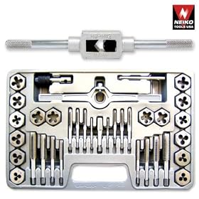 Pro-Grade 40-Piece High-Strength Steel Alloy Tap and Hexagon Die Set - Metric M3 to M12 by Neiko Tools