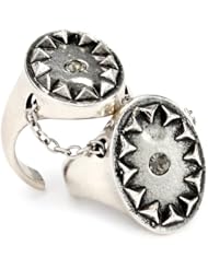 House of Harlow 1960 Silver-Plated Double Metal Sunburst Ring, Size 8