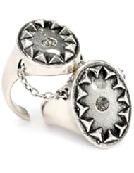 House of Harlow 1960 Silver-Plated Double Metal Sunburst Ring, Size 6