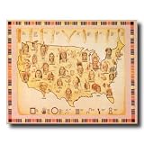 Native American Indian Old Tribe And Symbols Tribal Map Picture Art Print