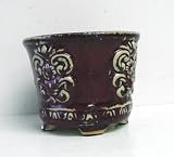 Glazed Rectangular Planters & Vase w/Embossed Scroll Detail (Pottery)