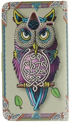 HNSPRING Colorful Patterns Premium TPU Flip Genuine Leather purses Cover protective Case for Microsoft Lumia 640 XL