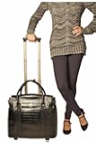 Black Alligator Crocodile Rolling iPad Tablet or Laptop Tote Carryall Bag
