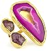 Zariin "The Tale of Three Stones" Pink Agate Gold Ring, Size 7