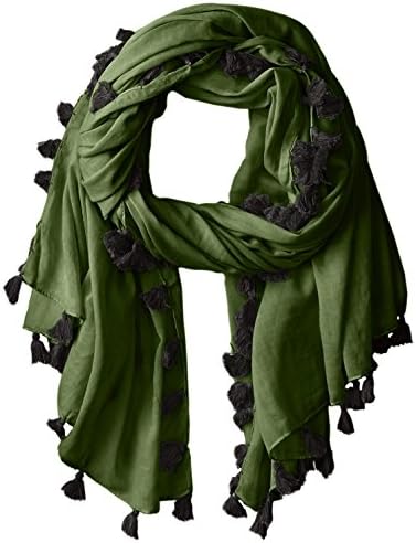 Jules Smith Women's Santorini Scarf with Tassels - Forest Black, Forest/Black, One Size