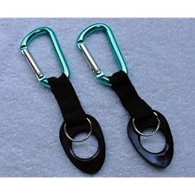(2) Water Bottle Holders W/Green Aluminum Carabiner Attachments