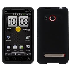GTMax Durable Soft Rubber Silicone Skin Cover Case - Black for Sprint HTC EVO 4G CDMA Cell Phone