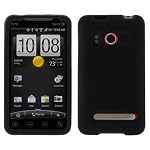 GTMax Durable Soft Rubber Silicone Skin Cover Case - Black for Sprint HTC EVO 4G CDMA Cell Phone