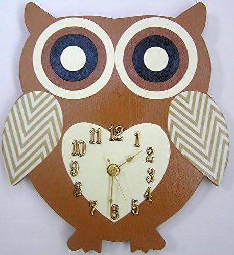 Nursery Wall Clock, Nursery Owl Clock, Hanging Owl Clock, Children's Room Wall Clock, Owl Wall Clock, Kid's Room Owl Wall Clock (Tan)