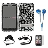 Silver Case with Black Flower Durable 2 Piece Protective Crystal Hard Shiel ....