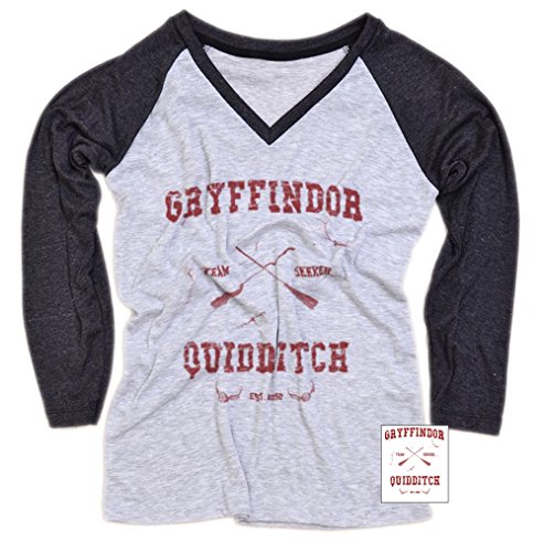 Harry Potter Gryffindor Women T-Shirt Teeinspector Long Sleeve Baseball Raglan X-Large