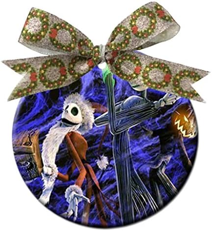 Loganbost Custom The Nightmare Before Christmas Unique Fashion Round Porcelain Ornament Christmas Gift Holiday Decorative Gift