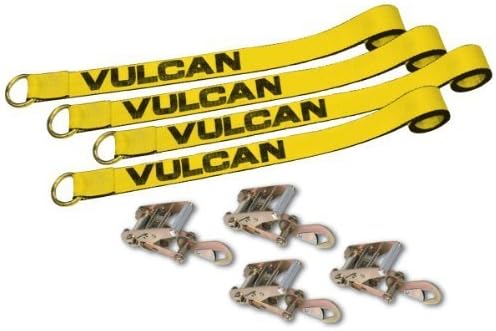 jbn76qj Set of Four 2" x 12' Loop Exotic Car Tie Down Straps With Ratche
