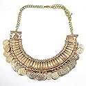 Yantu Women's Gold Silver Coins Pendant Statement Bib Chunky Choker Necklace